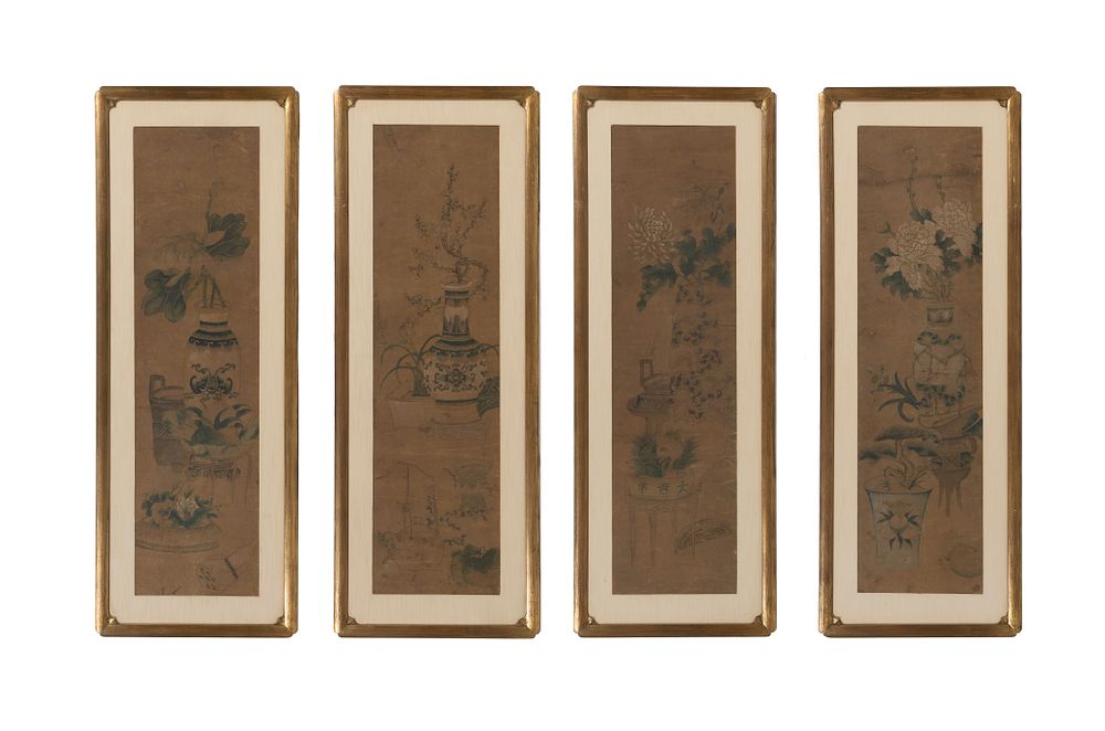 Lot 443: Chinese Framed Scroll Painting Suite