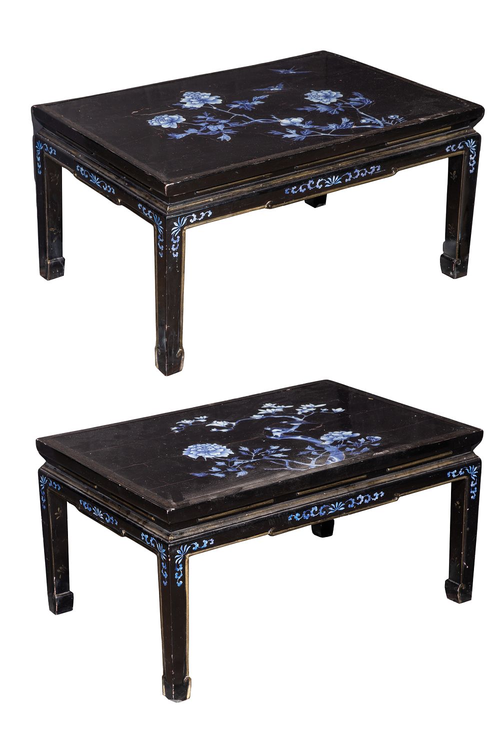 Lot 444: Chinese Porcelain Inlaid Lacquer Tables