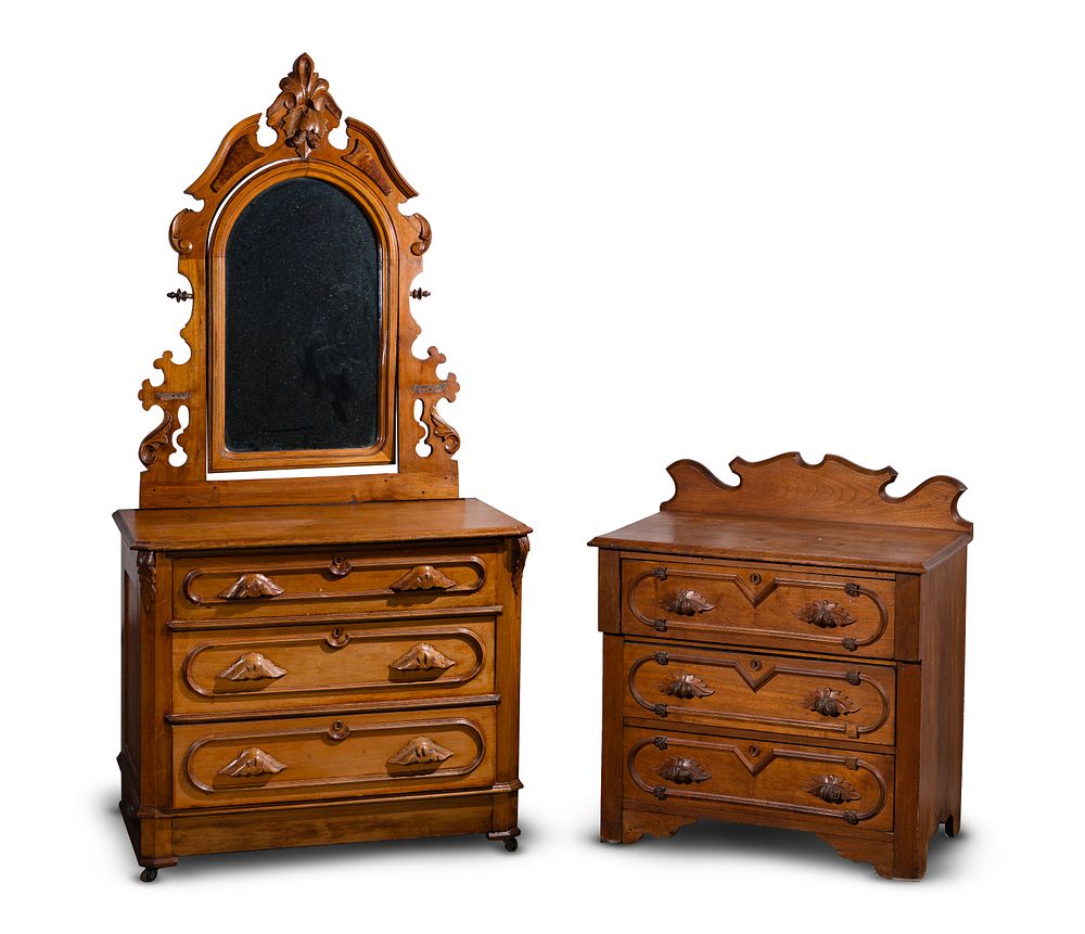 Lot 457: Eastlake Style Walnut Dressers