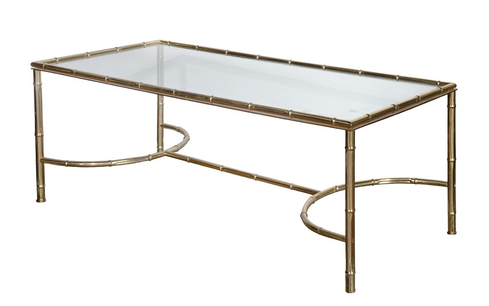 Lot 462: Brass and Glass Bamboo Form Coffee Table