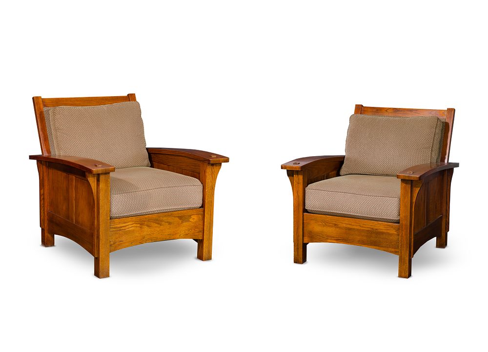 Lot 463: Dayton Hudson Mission Style Oak Armchairs