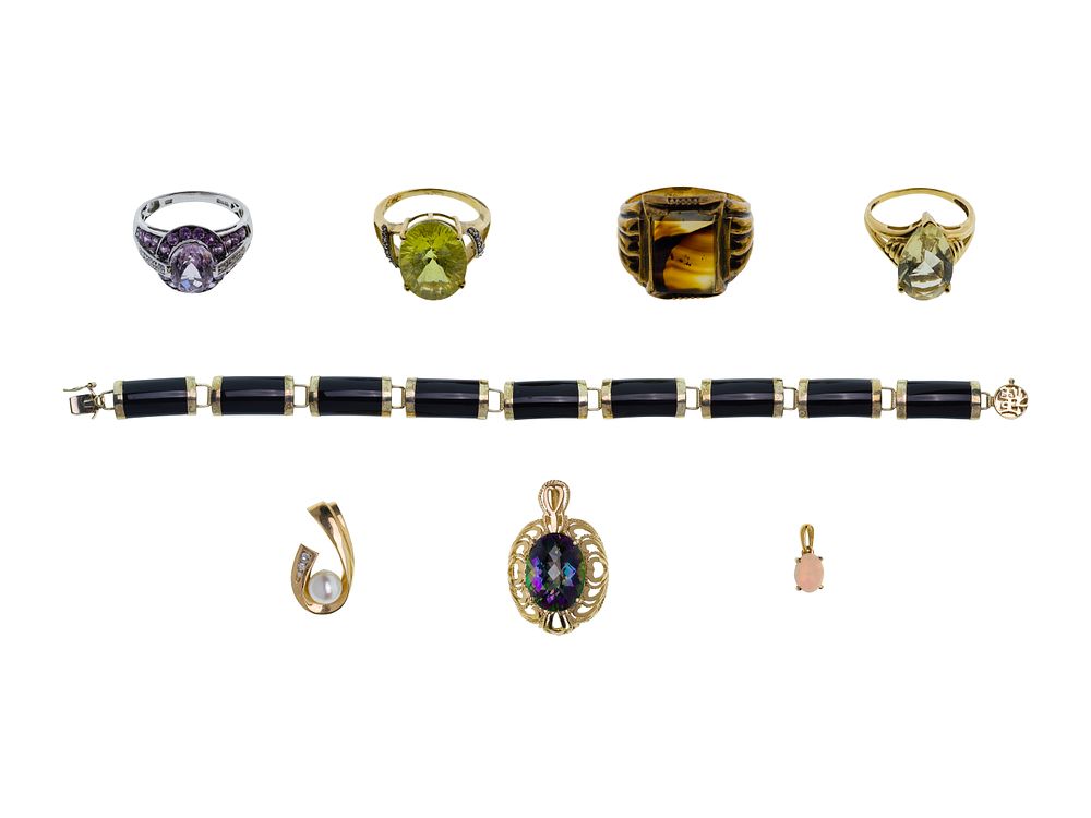 Lot 572: 10k Gold and Gemstone Jewelry Assortment