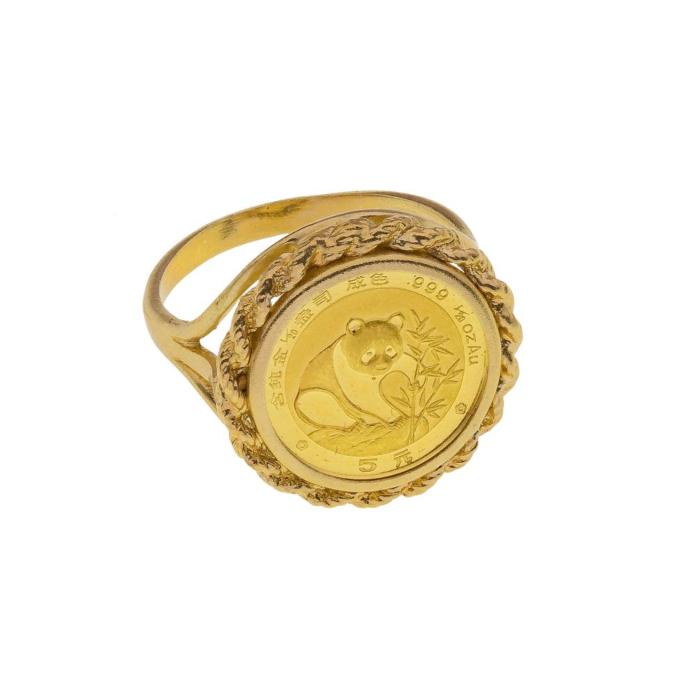 Lot 585: 1988 5-Yuan Panda 22k Gold Coin in 14k Yellow Gold Setting