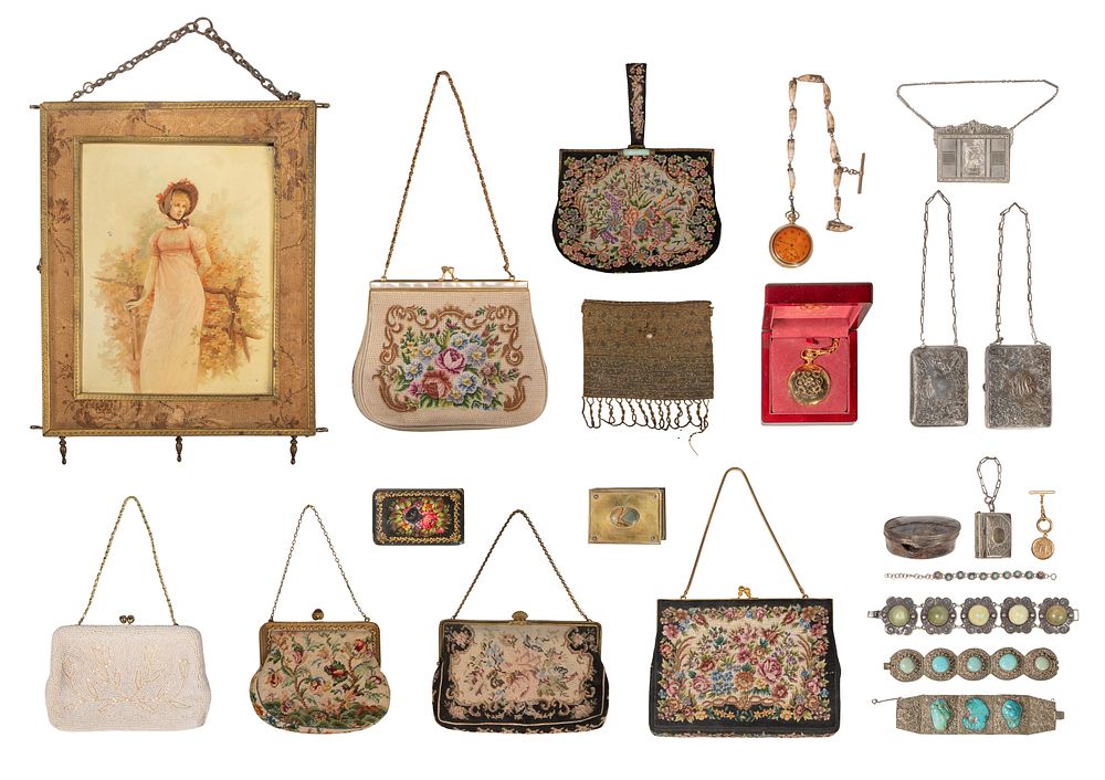 Lot 596: Gold, Silver, Costume Jewelry and Purse Assortment