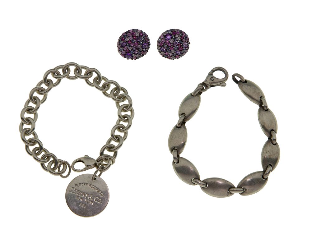 Lot 598: Tiffany & Co. Bracelets and John Hardy Earrings