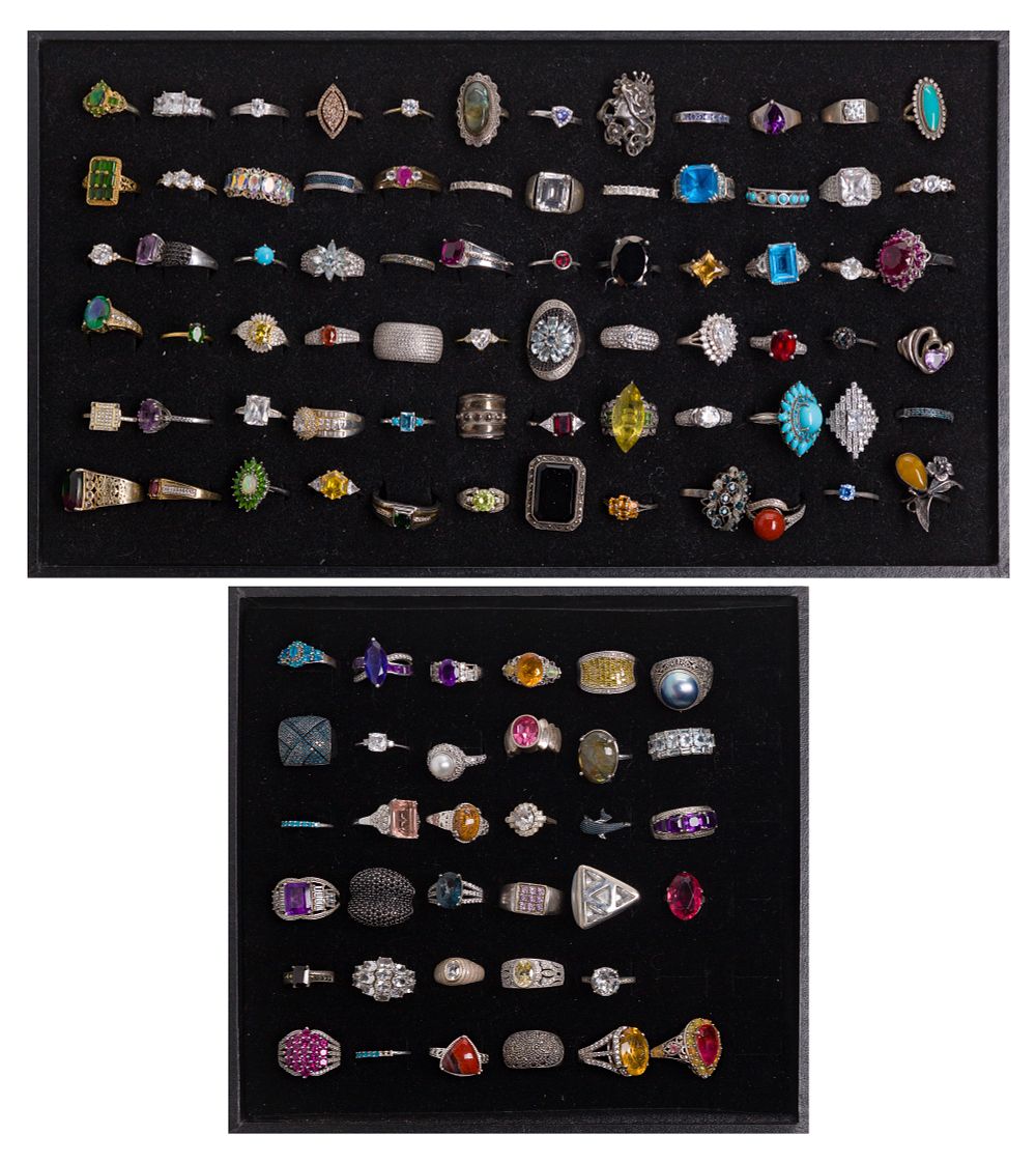 Lot 605: Sterling Silver Ring Assortment