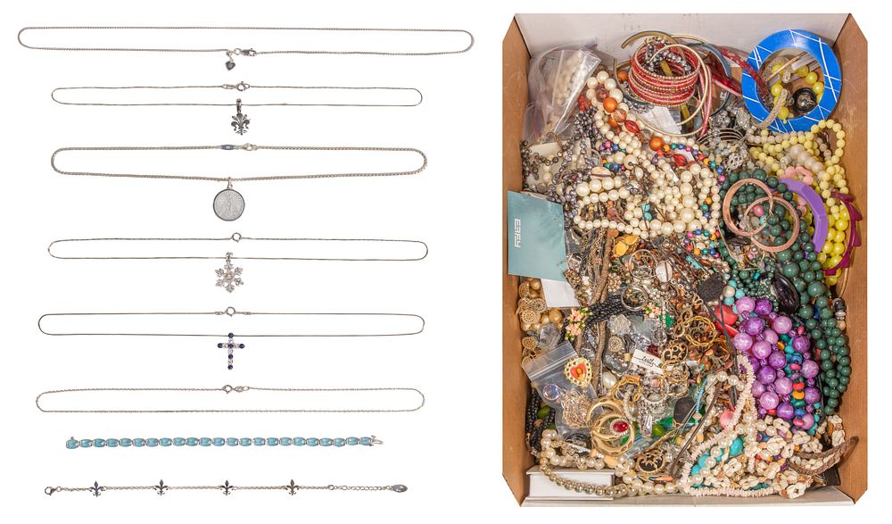 Lot 606: Gold, Sterling Silver and Costume Jewelry Assortment