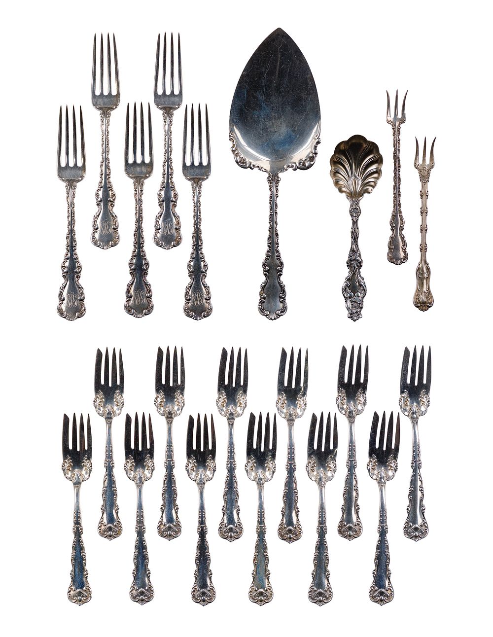 Lot 628: Frank M. Whiting and Whiting Manufacturing Company Sterling Silver Flatware Assortment