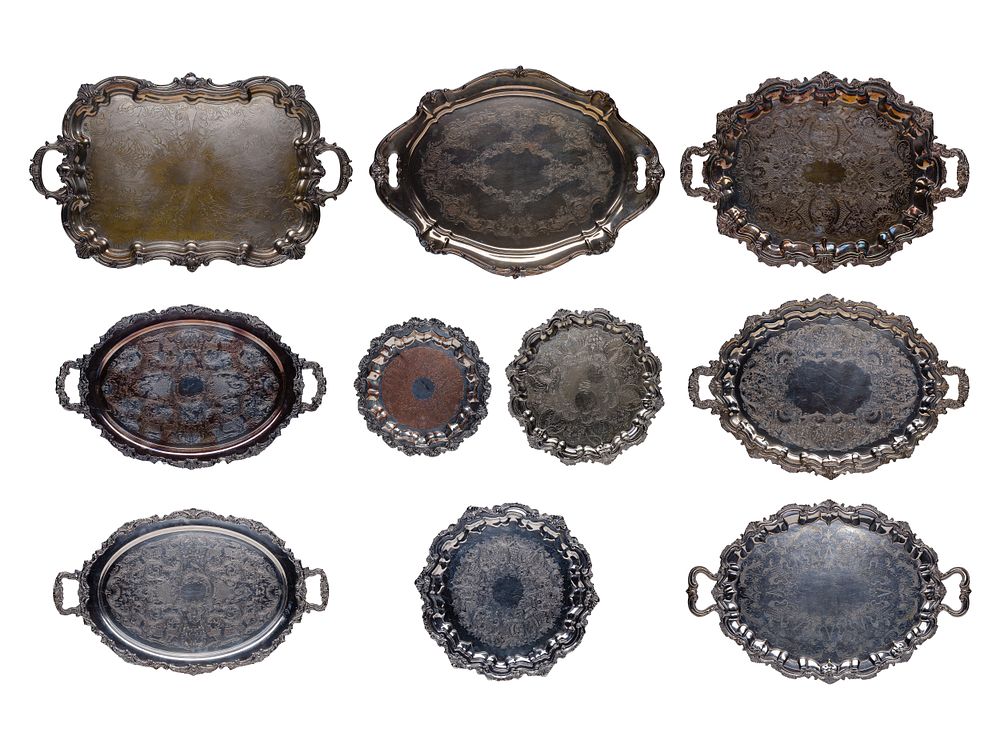 Lot 678: Silverplate Serving Tray Assortment