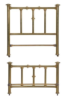Brass Plated Bed Frame A full size bed frame having headboard, footboard and side rails in a 