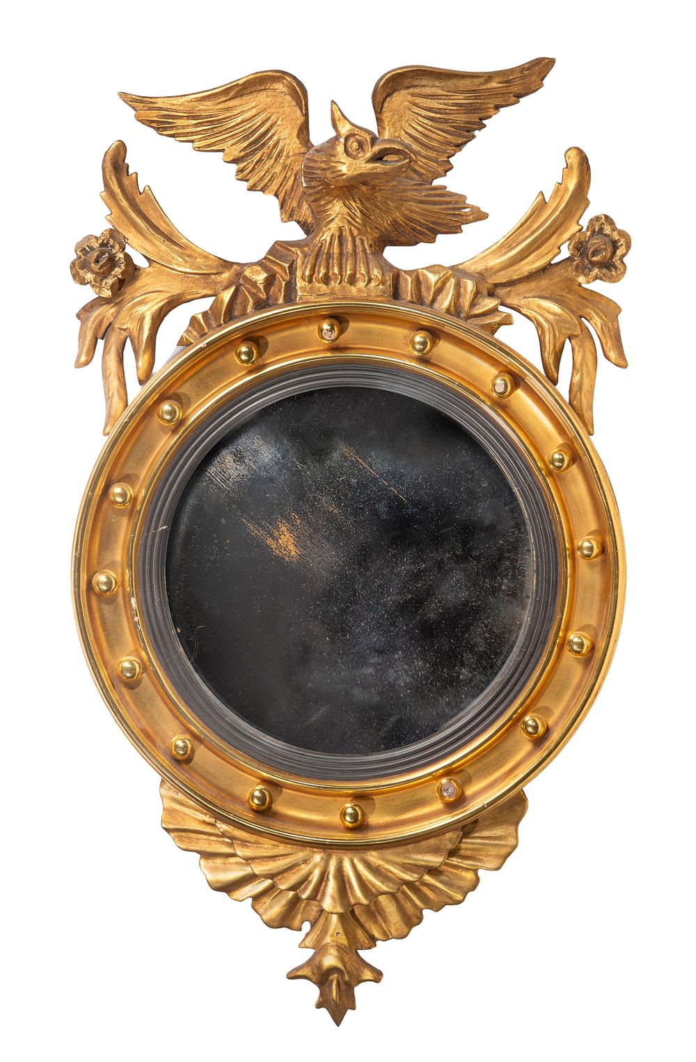 Lot 253: Federal Style Gilt Wood Convex Mirror