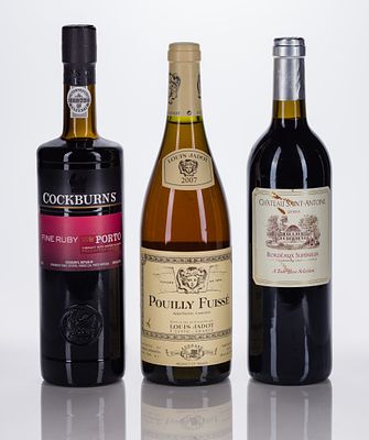 Wine Assortment (3) items including 2007 Louis Jadot Pouilly-Fuisse white Burgundy wine (1x 750 