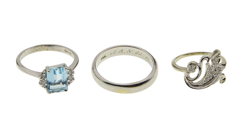 Lot 461: 14k White Gold Ring Assortment