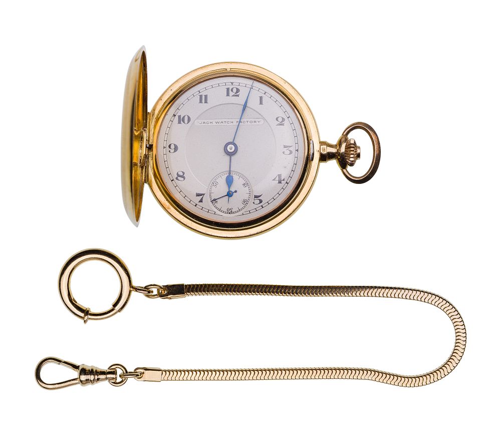 Lot 469: Jack Watch 18k Yellow Gold Hunter Case Pocket Watch