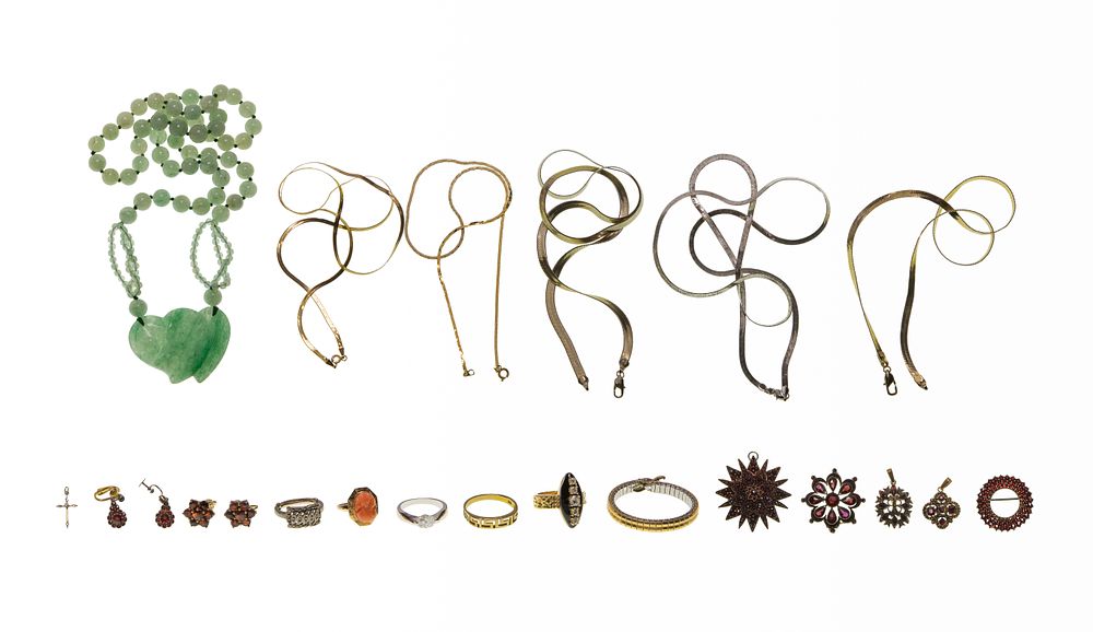Lot 478: 14k, 10k Gold, Sterling Silver and Costume Jewelry Assortment