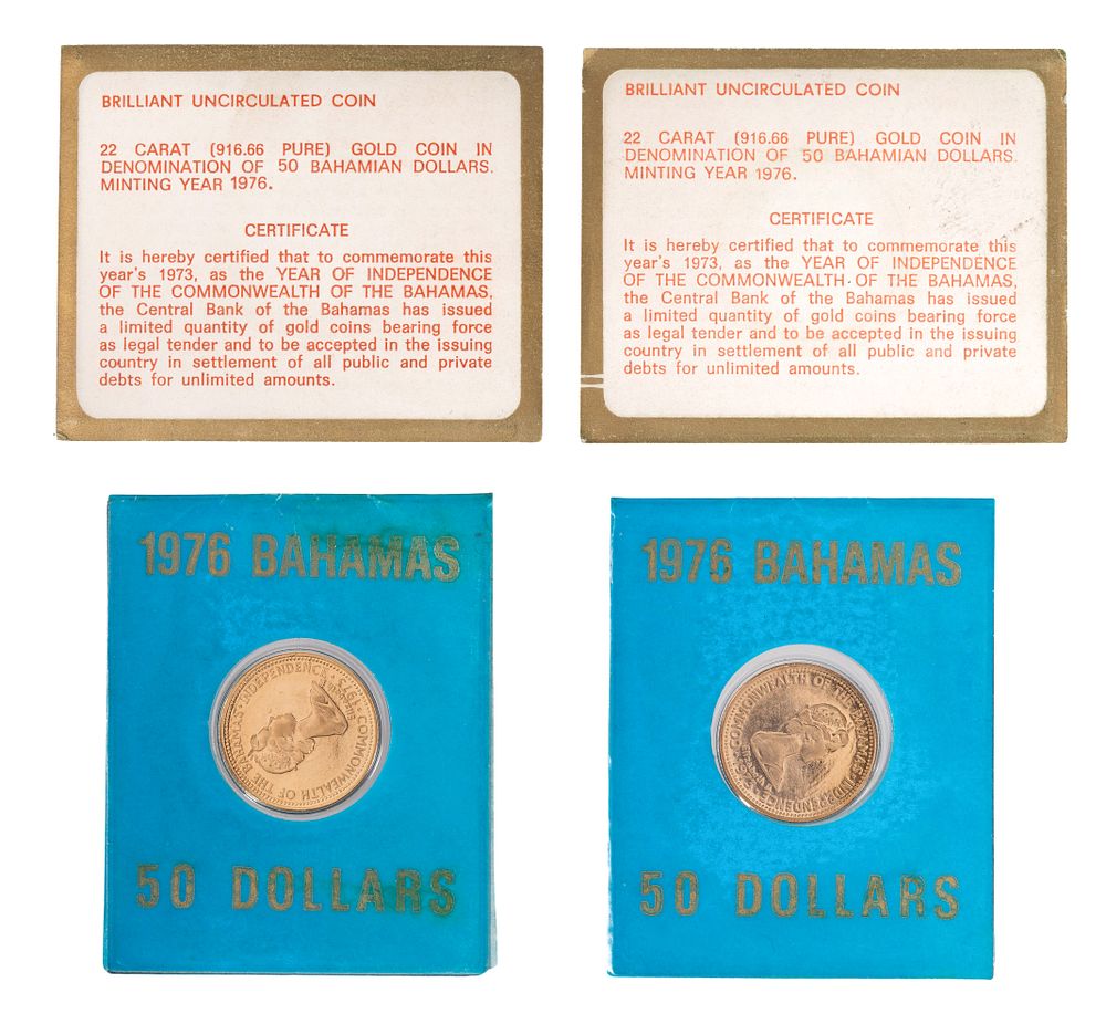 Lot 487: Bahamas: 1976 $50 Gold Coins