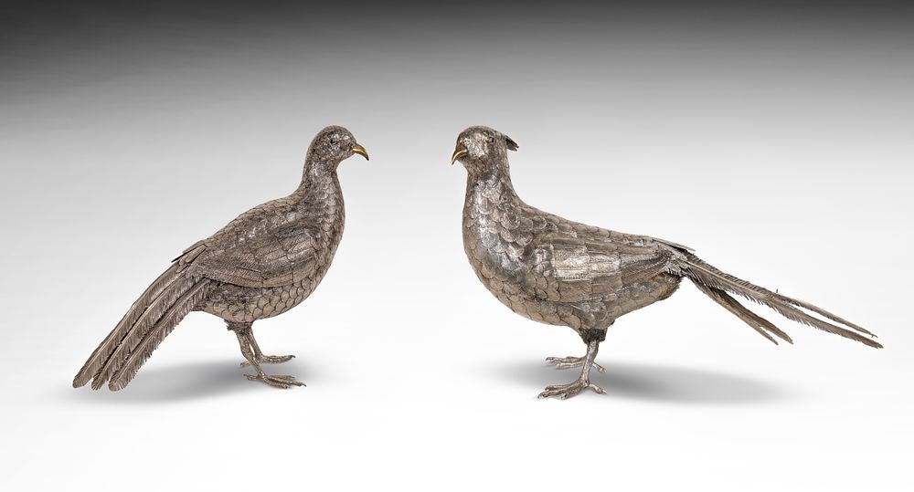Lot 225: Ralph Lauren Sterling Silver Table Pheasants