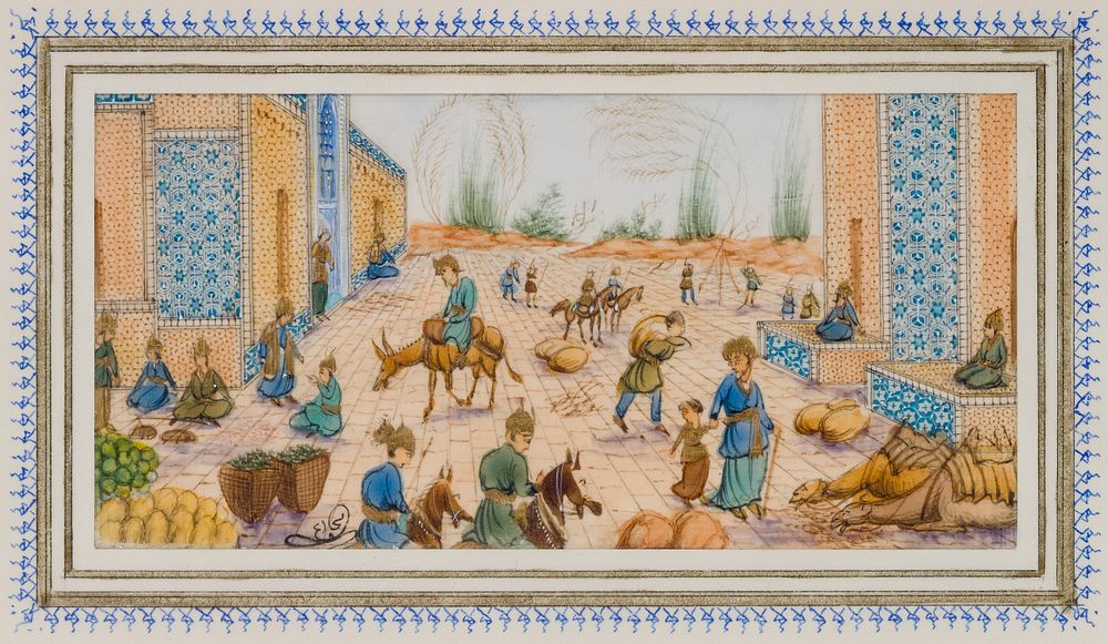 Lot 252: H. Ali Sajjadi (Iranian, 20th Century) Ink and Watercolor on Bone