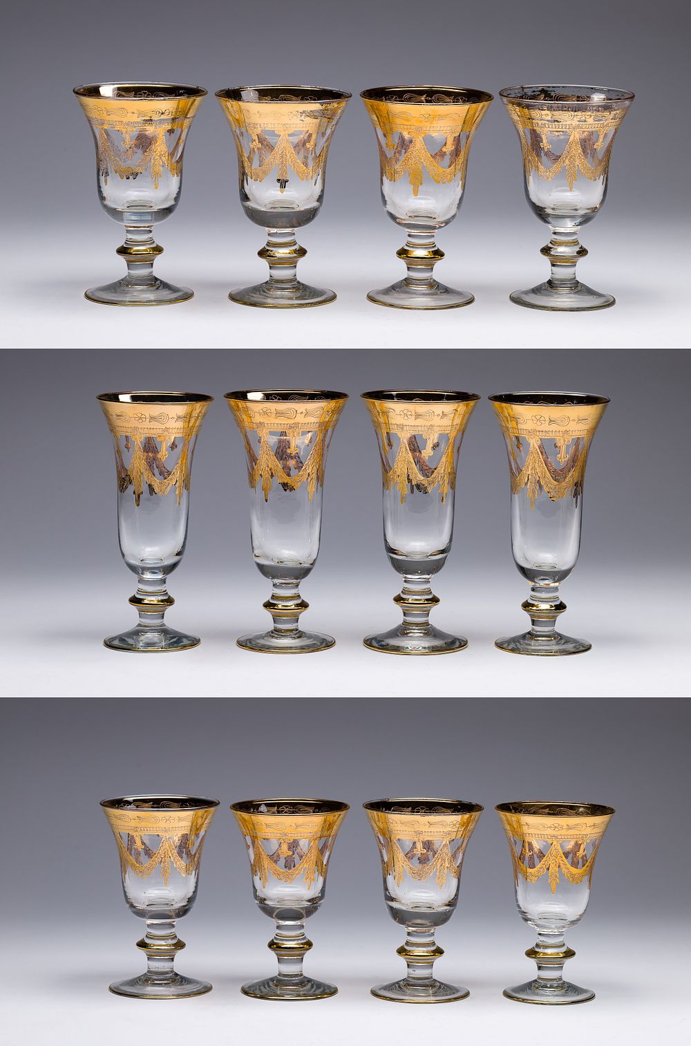 Lot 277: Arte Italica Vetro Gold Stemware Assortment