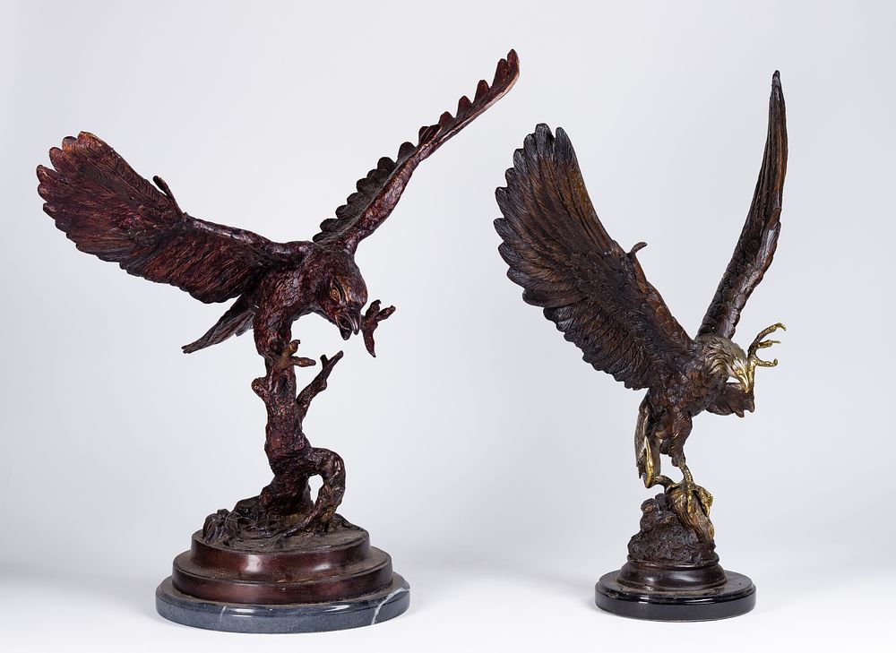 Lot 290: Bronze Eagle Sculptures
