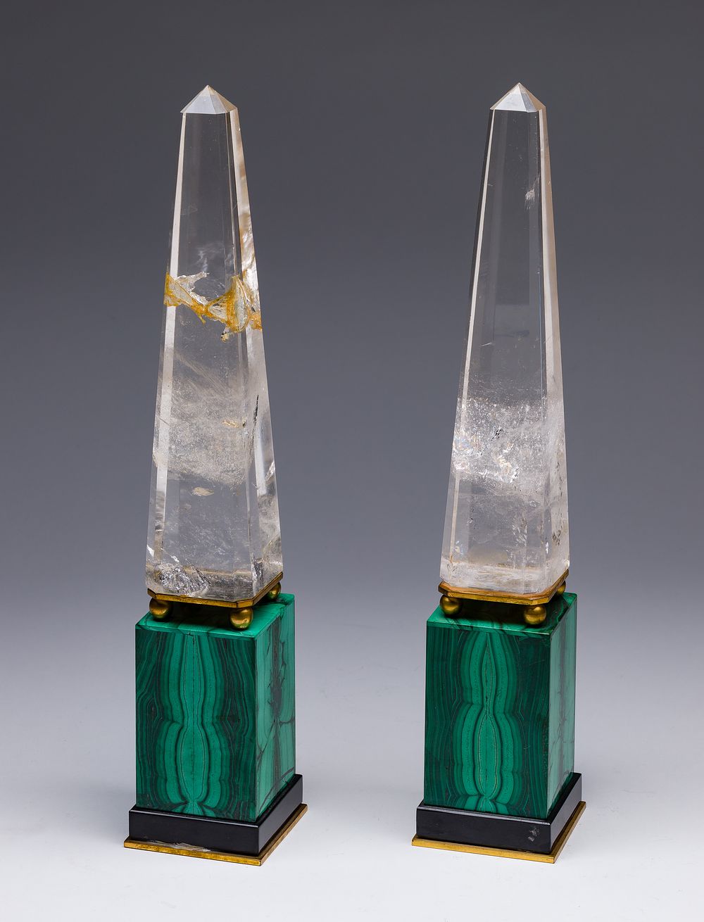 Lot 309: Rock Crystal and Malachite Obelisk