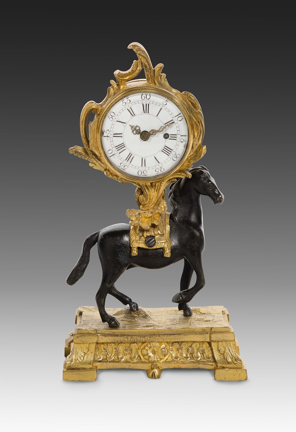 Lot 321: Louis XV / XVI Ormolu and Patinated Bronze Clock