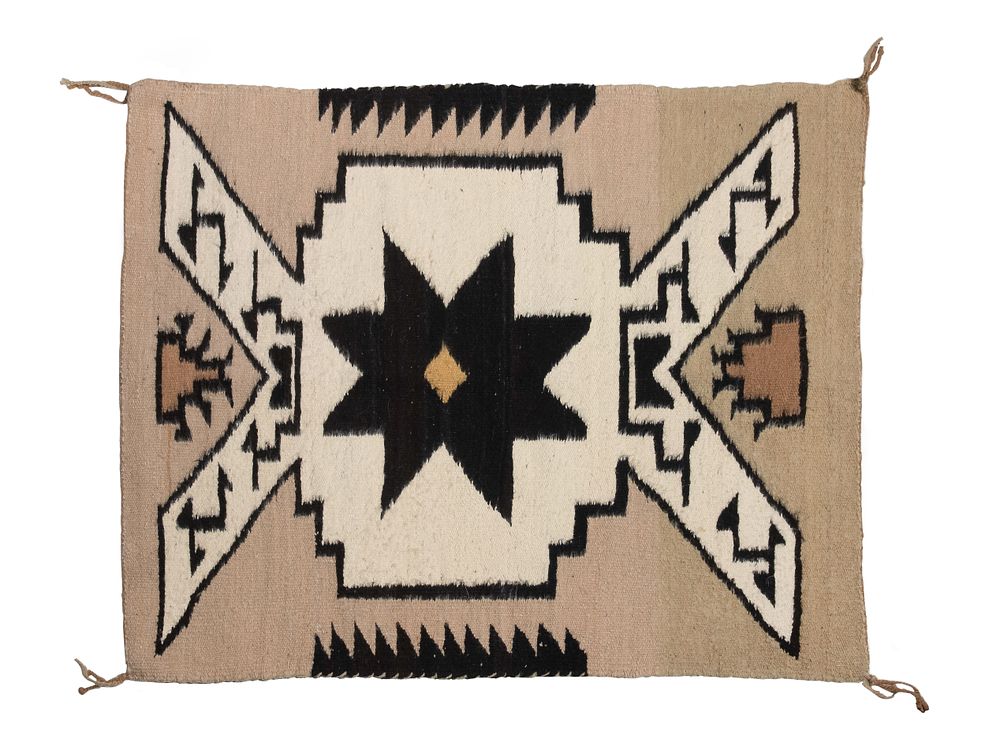 Lot 329: Native American Navajo Two Grey Hills Wool Mat