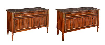Decorative Crafts Inc. - Decorative Crafts Inc. Louis XVI Style Marble Top Mahogany Sideboards A 