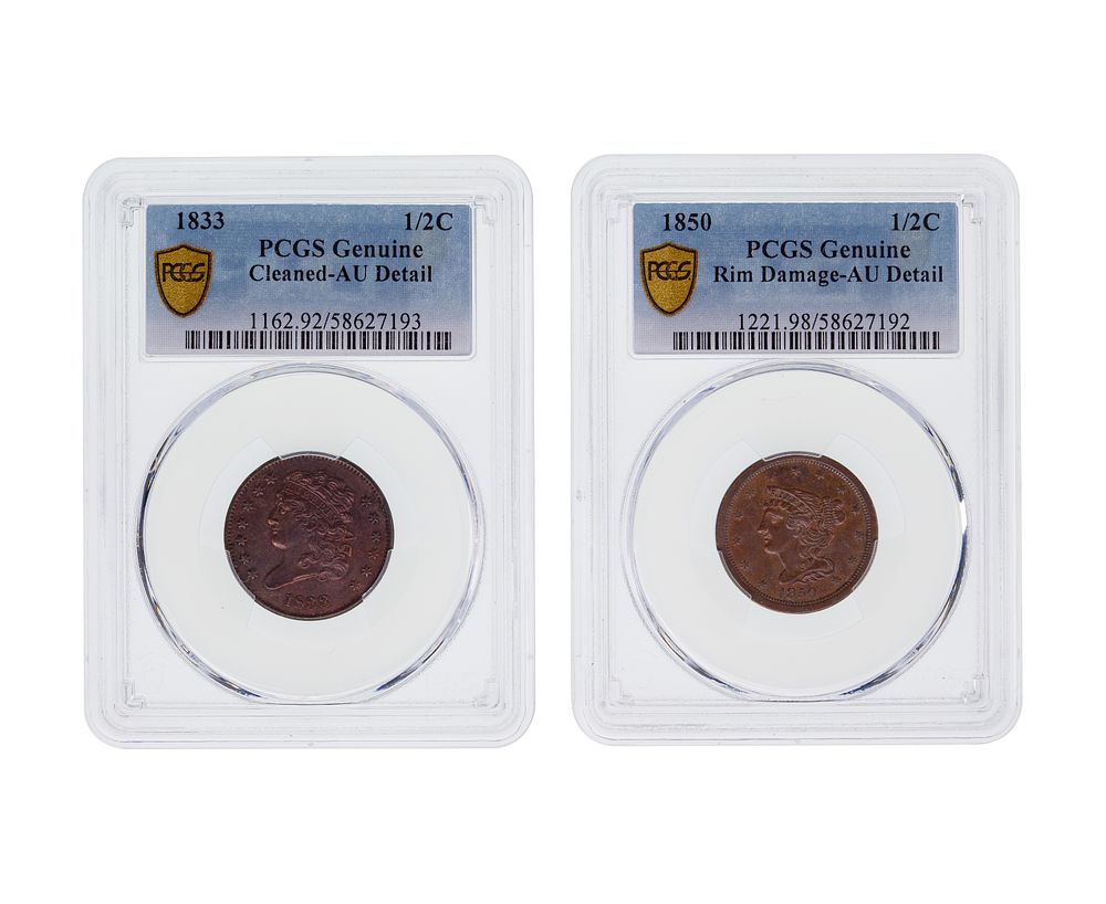 Lot 364: Liberty Cap 1/2c Half Cent Coins Genuine PCGS
