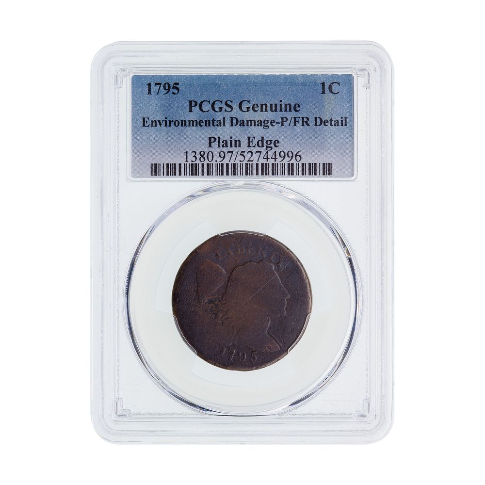 Lot 365: 1795 Plain Edge Genuine P/FR Details PCGS