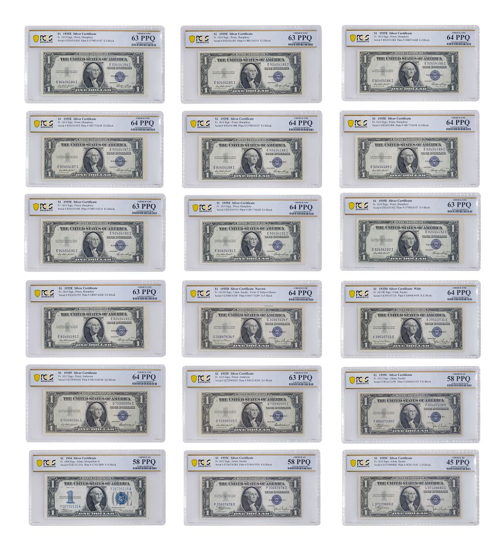 Lot 399: US 1935 $1 Silver Certificate PCGS Assortment
