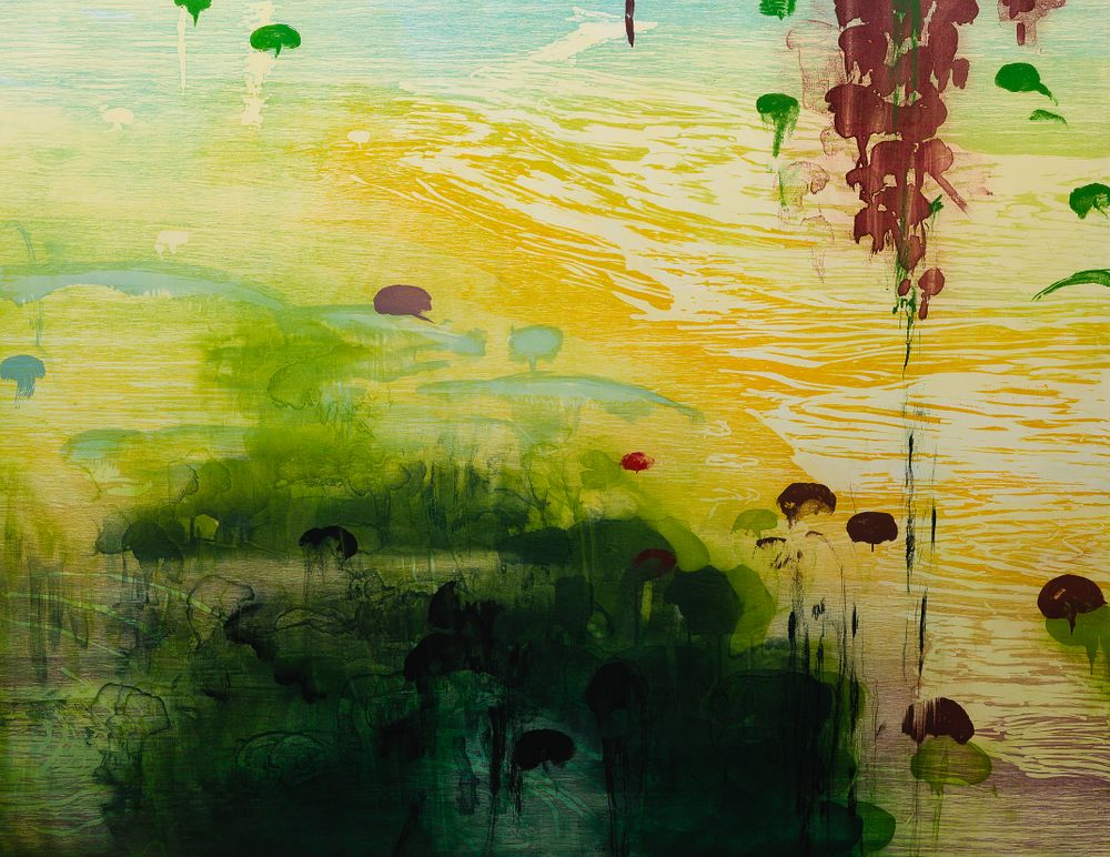 Lot 107: Michael Mazur (American, 1935-2009) 'Pond Edge III' Mixed Media on Paper
