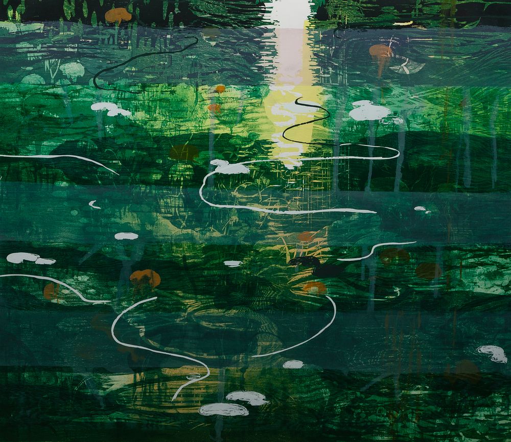 Lot 108: Michael Mazur (American, 1935-2009) 'Pond Edge V (Reflections)' Mixed Media on Paper