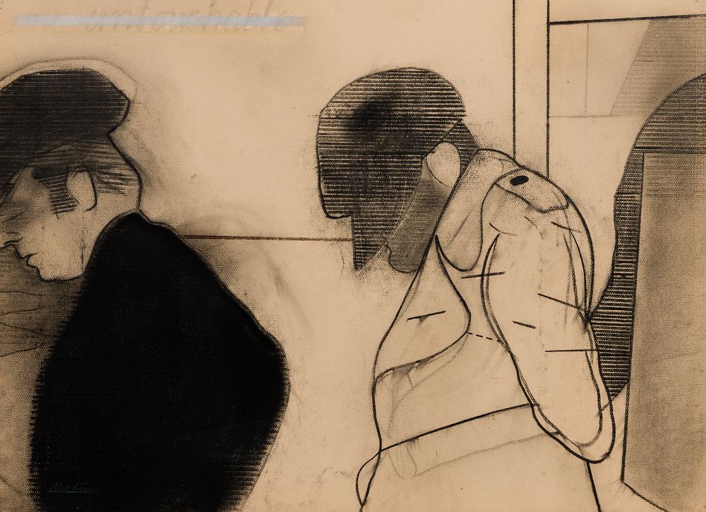 Lot 111: Richard Merkin (American, 1938-2009) 'Mr. Untouchable' Mixed Media on Paper