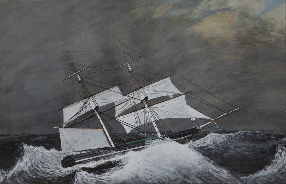 Lot 123: Unknown Artist (American, 19th Century) Schooner Watercolor on Paper