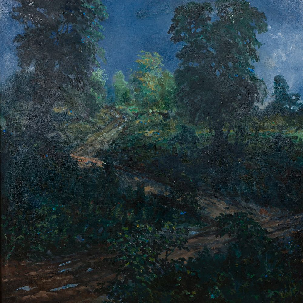 Lot 132: James Cook (American, b.1947) 'Storm on a Country Road' Oil on Canvas