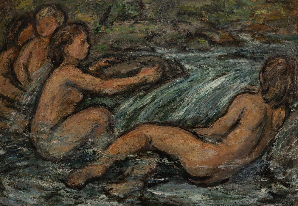 Lot 135: Ion Tintas (Romanian, 20th Century) 'Bathers' Oil on Board