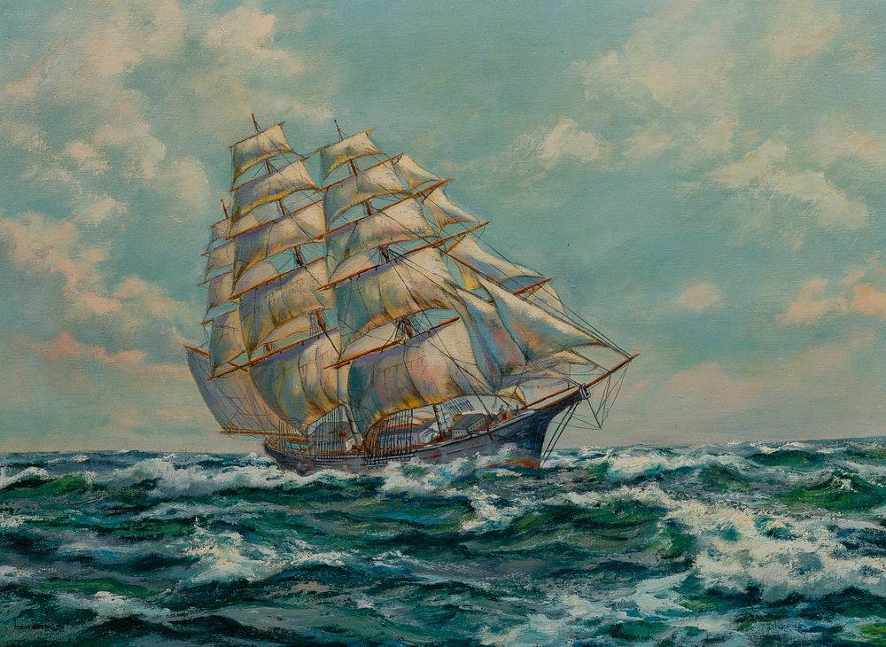 Lot 137: Shirley Bickel (American, 20th Century) 'The Flying Cloud' Oil on Canvas