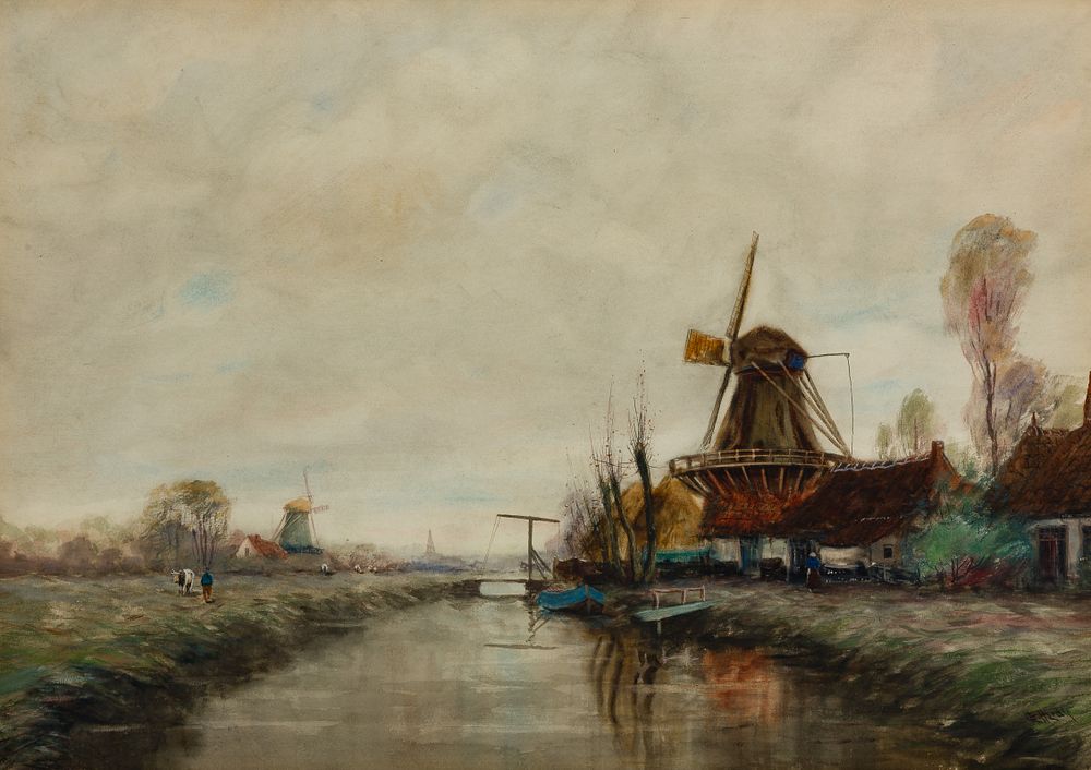 Lot 159: E. Herdle (Continental School, 20th Century) Mixed Media on Paper