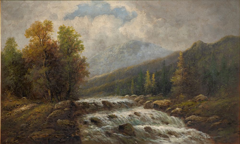 Lot 164: Wilhelm Olbrich (Austrian, 19th Century) 'Origins of the Rhine' Oil on Canvas