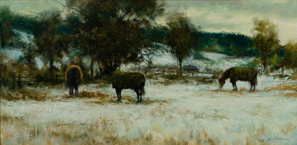 Lot 168: Dennis Sheehan (American, b.1950) 'Christmas Eve' Oil on Canvas