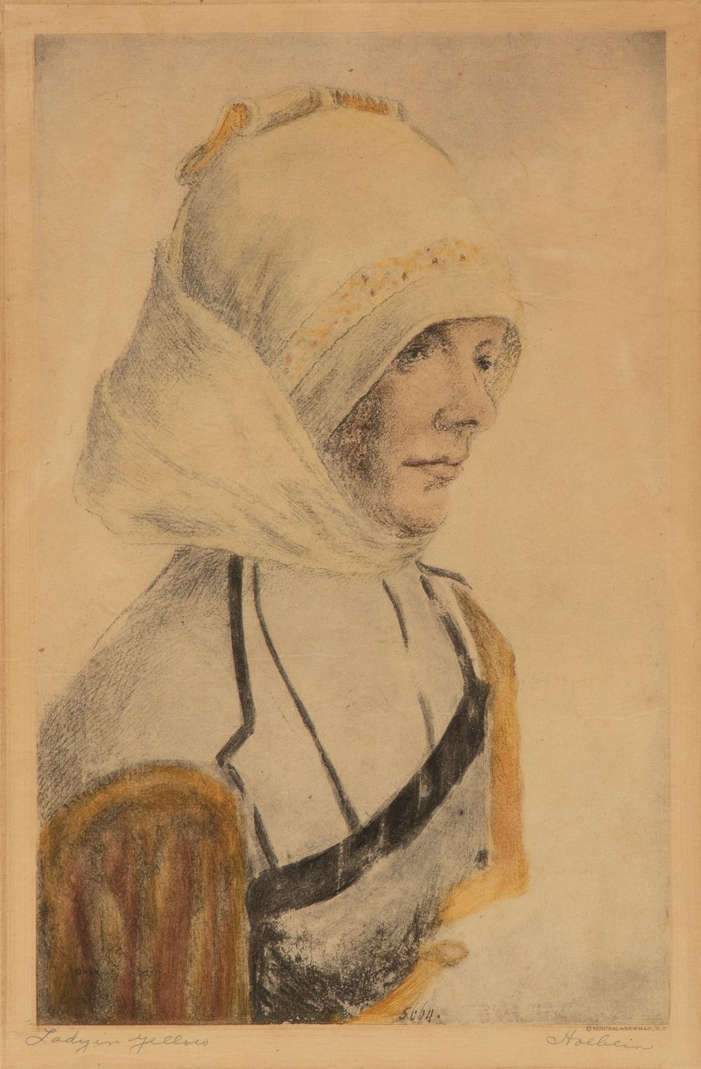 Lot 176: After Hans Holbein (German / Swiss, 1497-1543) 'Lady in Yellow' Lithograph