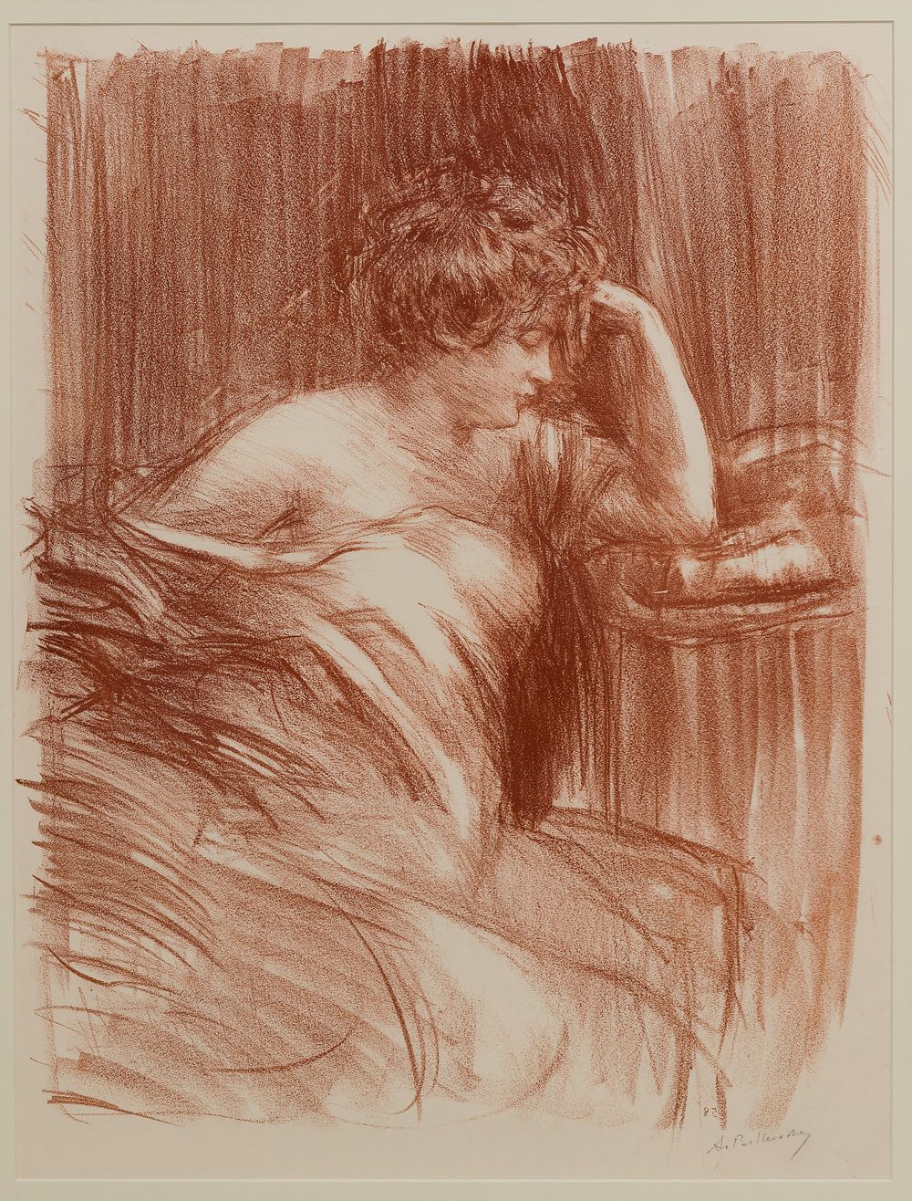Lot 178: Albert de Belleroche (Welsh, 1864-1944) 'Meditation (Lili)' Lithograph