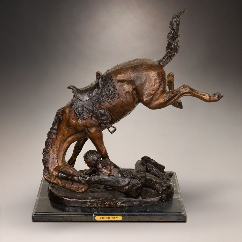 Lot 194: After Frederic Remington (American, 1861-1909) 'Wicked Pony' Bronze Sculpture