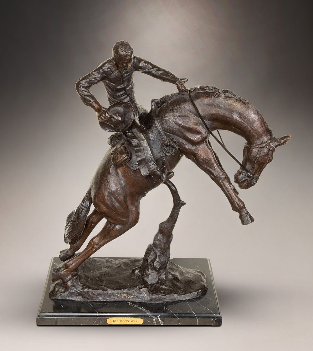 Lot 204: After C. M. Russell (American, 1864-1926) 'Bronco Twister' Bronze Sculpture