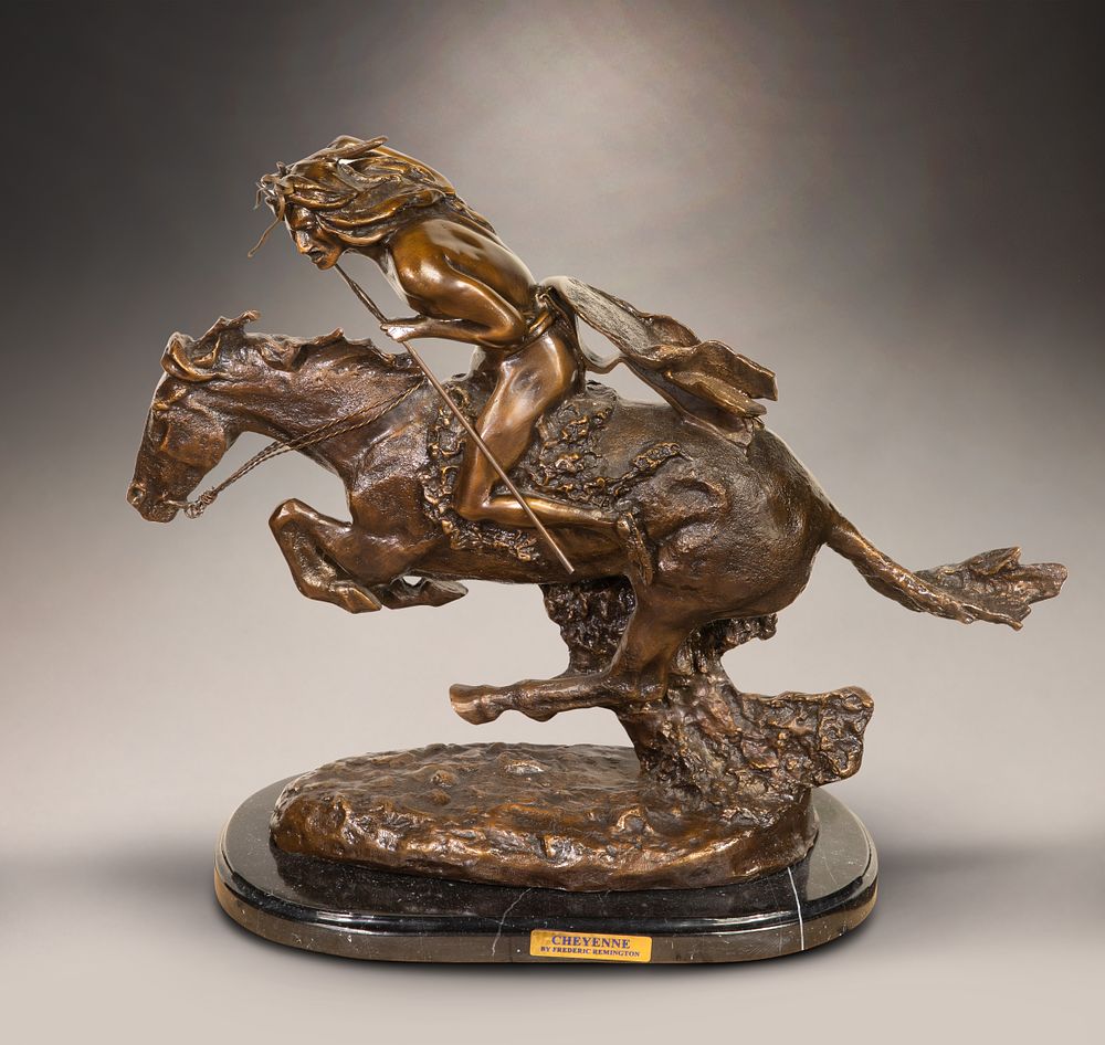 Lot 214: After Frederic Remington (American, 1861-1909) 'The Cheyenne' Bronze Sculpture