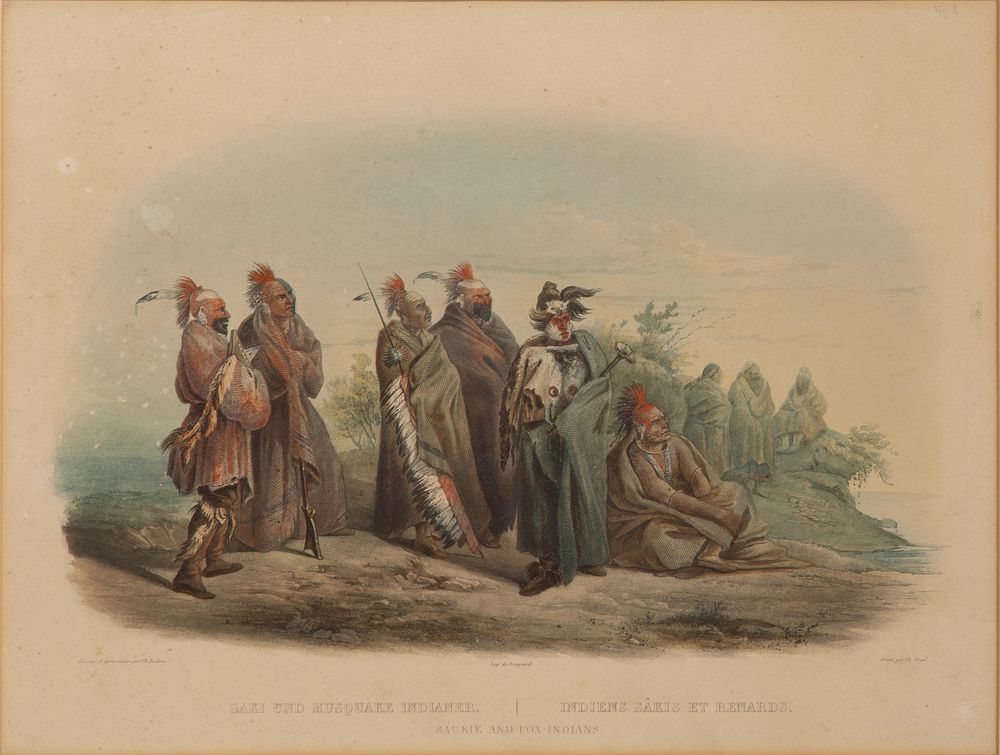 Lot 215: After Karl Bodmer (Swiss, 1809-1893) 'Saukie and Fox Indians' Etching