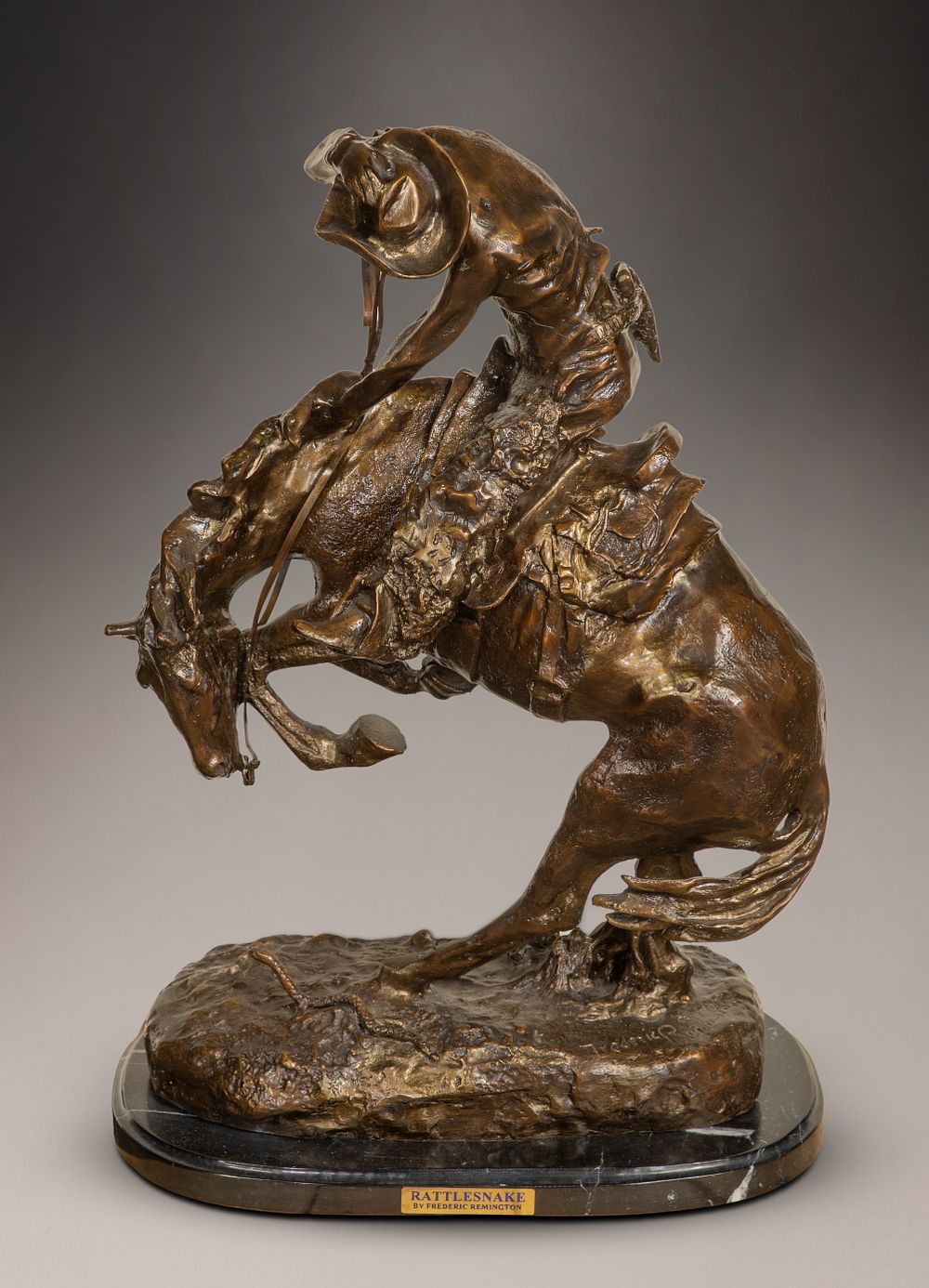 Lot 222: After Frederic Remington (American, 1861-1909) 'Rattlesnake' Bronze Sculpture