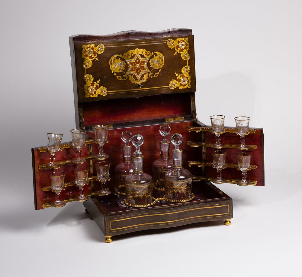 Lot 243: French Marquetry Tantalus
