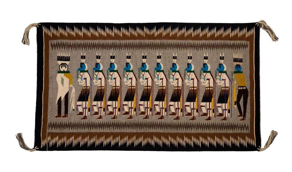 Lot 287: Navajo (Dine) Yeibichai Pictorial Wool Rug / Tapestry